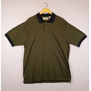 Vintage Grandpa Core Chereskin Mens Large Olive Green Grid Short Sleeve Polo